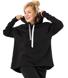 Women's sweatshirt with longer back and ribbed hem VERONICA