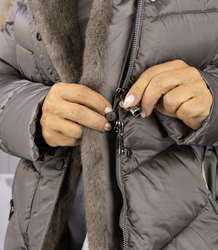 Women's long coat jacket with fur collar DIVA