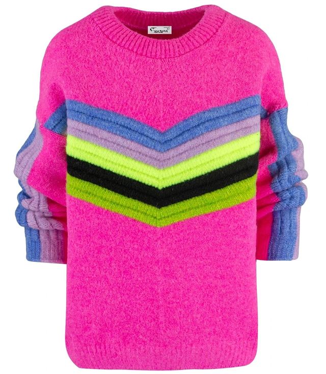 Warm women's sweater with colorful stripes in wool JULIA