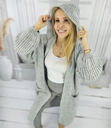 Long warm cardigan sweater thick weave VALERIA