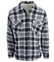 Warm fleece checked men's shirt insulated with faux fur