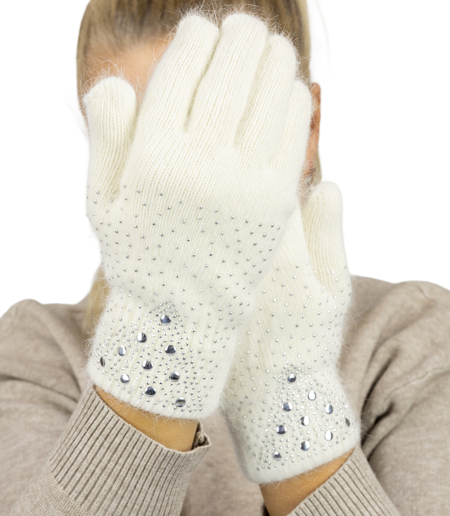 Women's elegant gloves with zircons