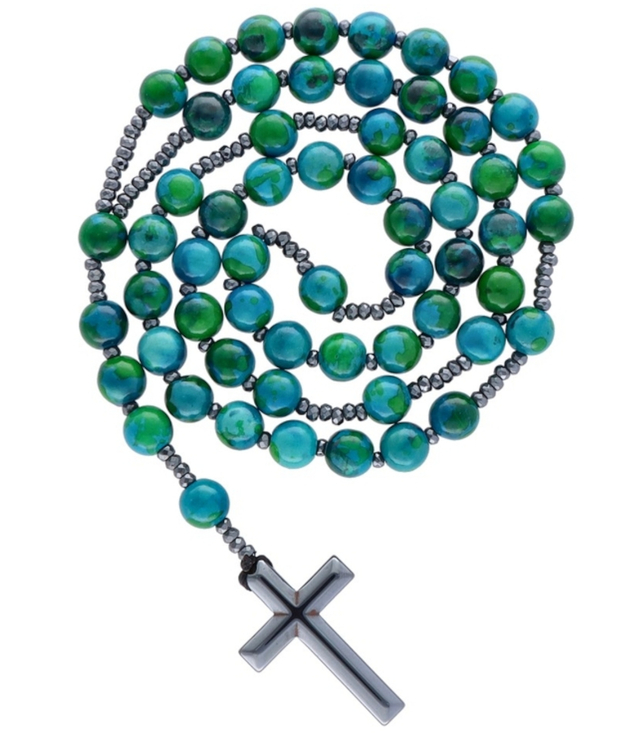 Rosary Necklace Pendant Hematite Adjustable Length