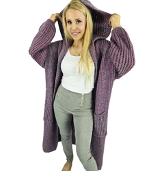 Long warm cardigan sweater thick weave VALERIA