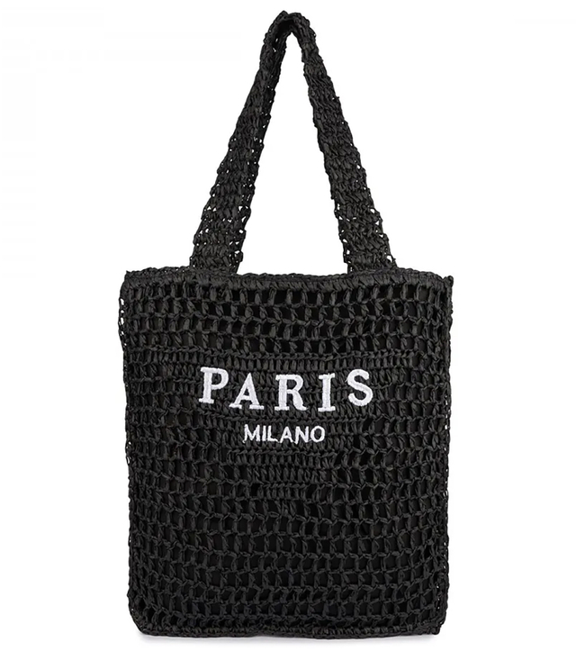 Large plaid shoper bag with fashion statement PARIS