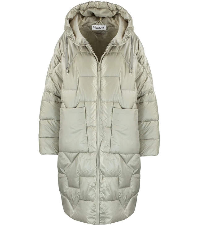 Women's long warm jacket with quilting and hood ANABEL