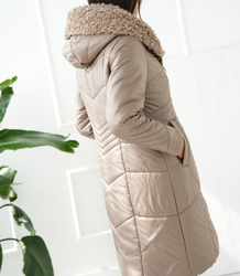 Long elegant quilted insulated women's winter coat MARIA