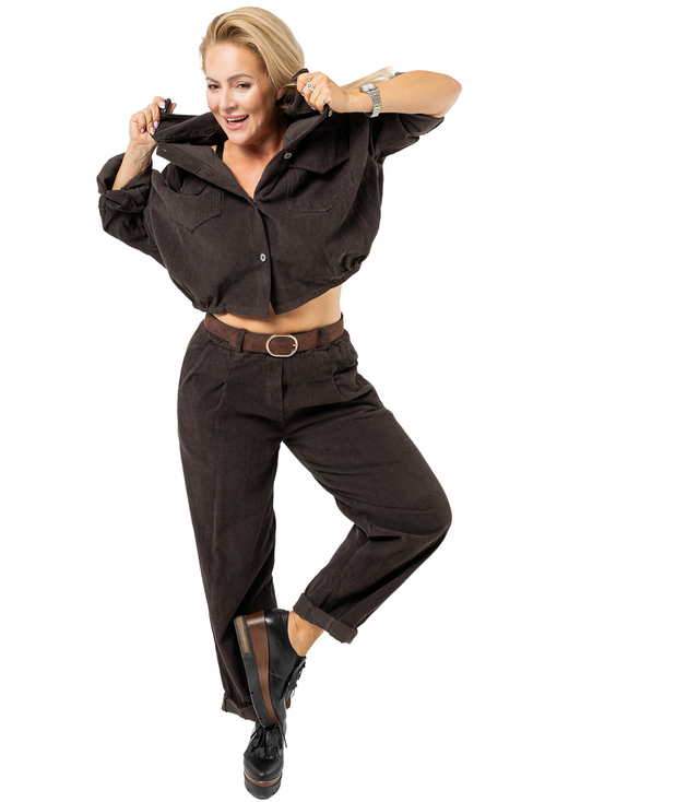 Corduroy set pants with belt and jacket shirt CHICA
