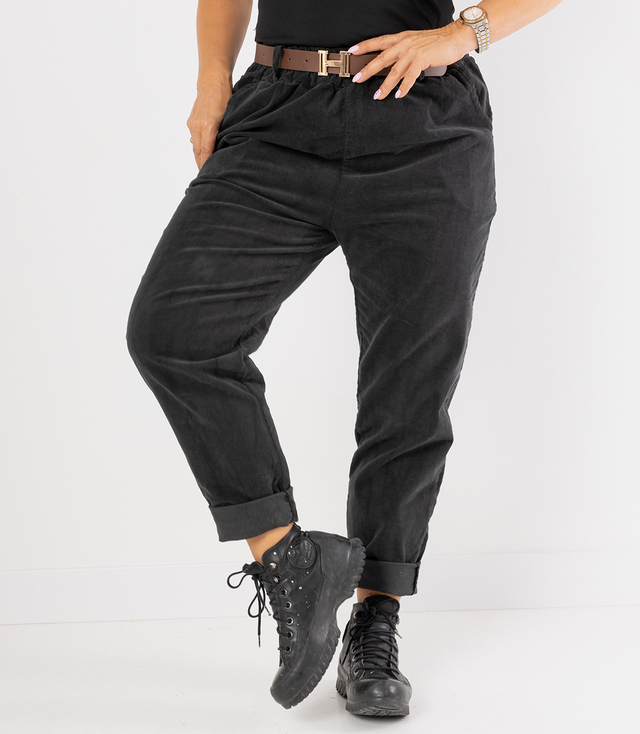 Corduroy chinos pants with belt CITY SOFT