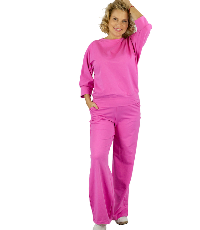 Women's sports tracksuit set cotton plain wide leg MIRANDA