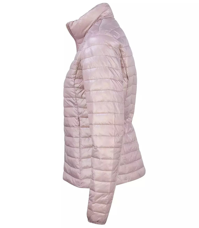 Short transitional quilted jacket with a stand-up collar