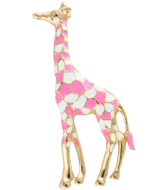 Przepiękna ozdobna śliczna broszka żyrafa różowa