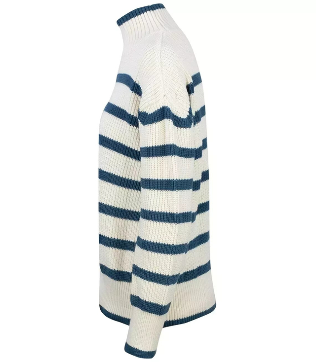 Super fashionable striped turtleneck knitted sweater