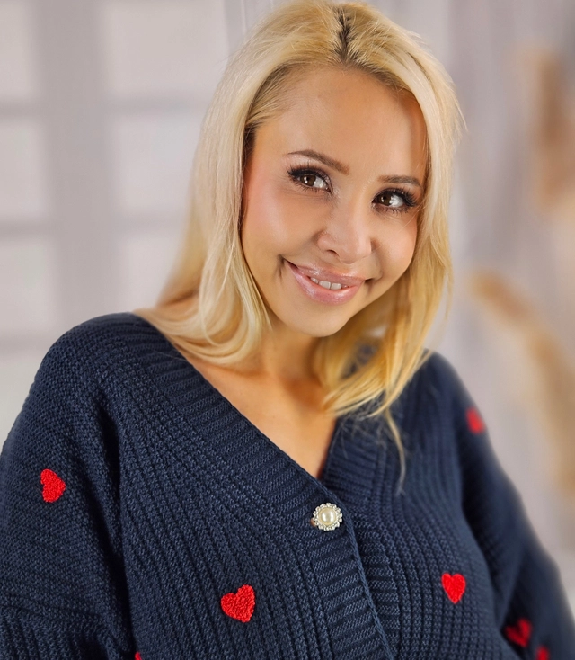 Warm and cozy women's sweater with hearts for autumn SUMMER