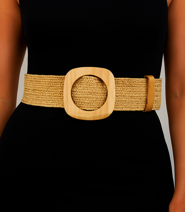 Braided women's belt with large buckle