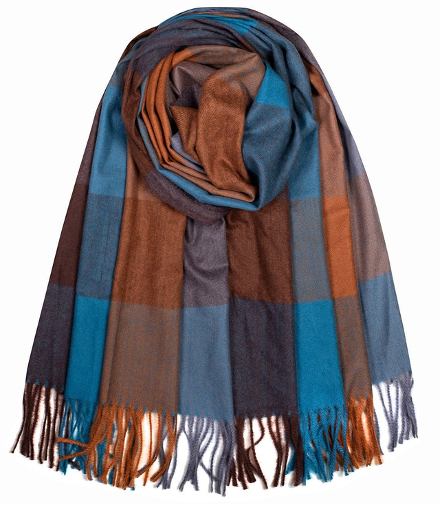 Fashionable warm shawl scarf plaid fringes