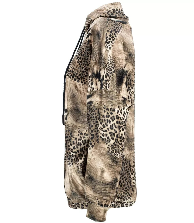 Welurowa luźna bluza animal print komin JOLA