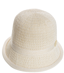 Braided straw hat BUCKET HAT with a decorative plate