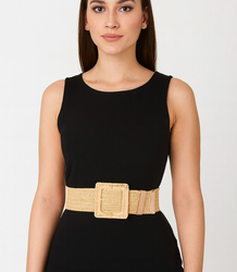 Braided women's belt with large buckle