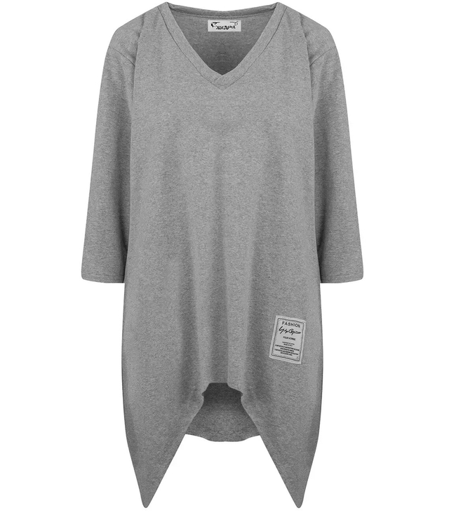 Oversize sweatshirt blouse with asymmetric bottom