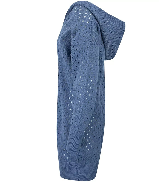 Long openwork cardigan with hood ANIELA