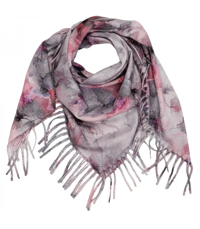 Delikatna elegancka kobieca chusta szal z frędzlami