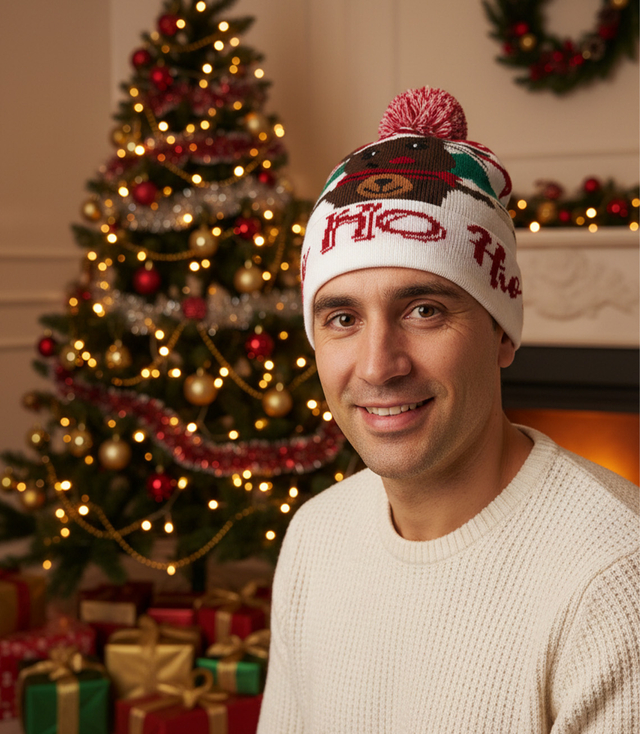Winter Christmas hat with pom-pom - perfect for preze
