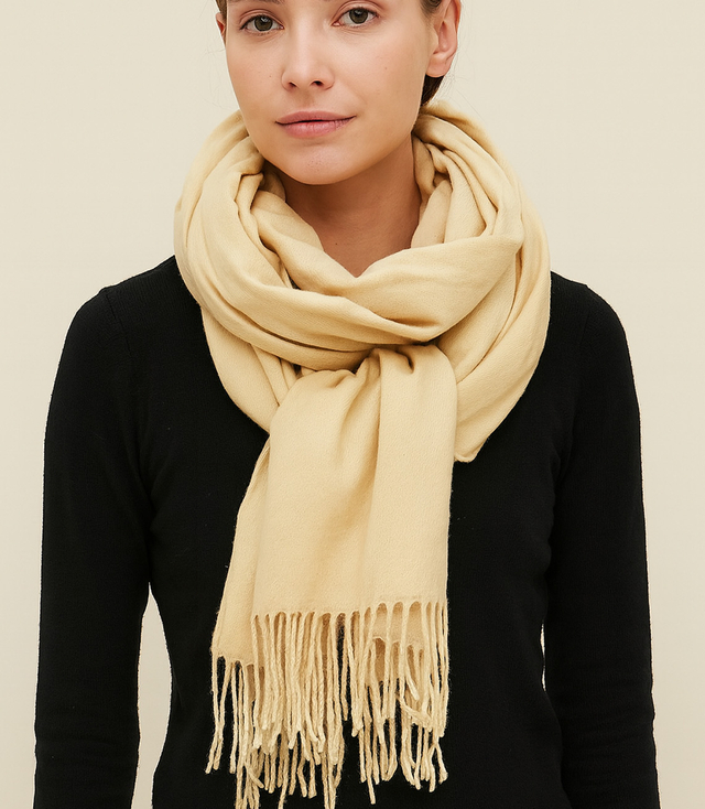 Soft large shawl with tassels uniform classic