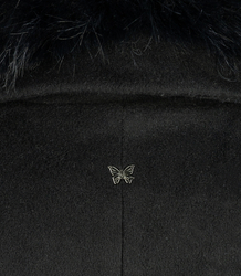 Elegant women's coat with decorative fur CRYSTAL