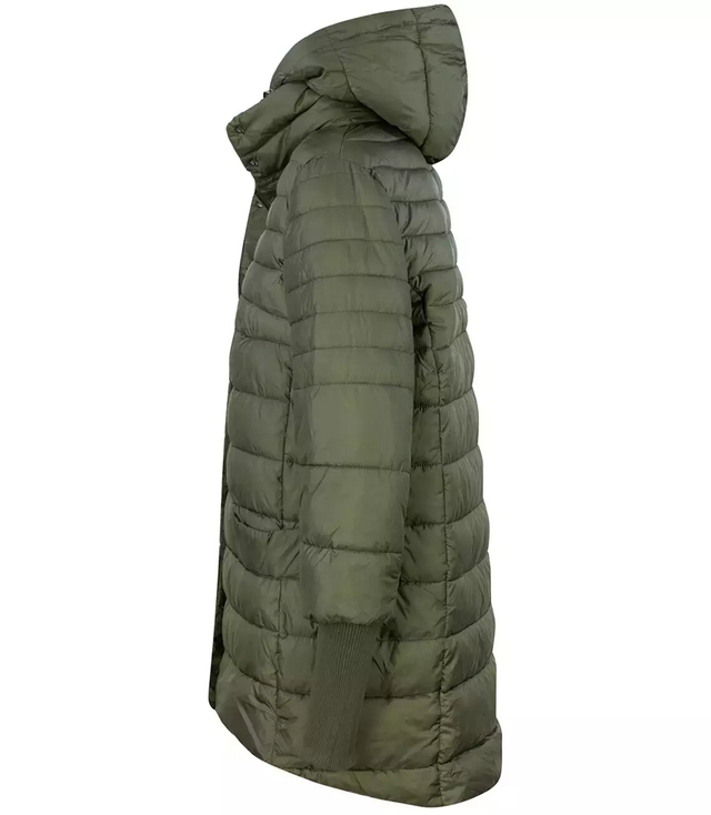 Warm quilted jacket with a drawstring hood and sleeves