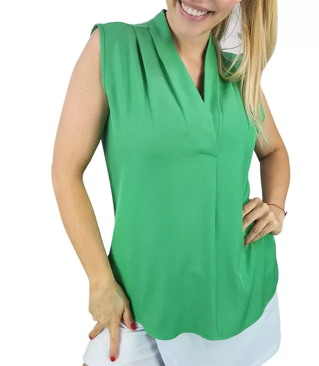 Elegant blouse with a ruffled V-neckline