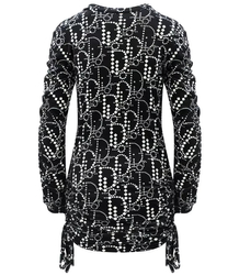 Velor mini dress with ruffle print