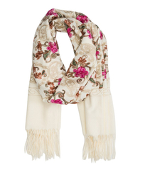 Szal damski folklorowy z kwiatowym haftem