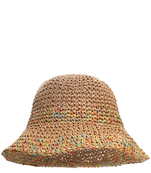 Straw hat colorful plaid BUCKET HAT