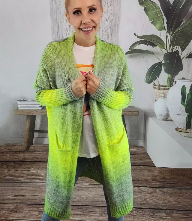 Long cardigan thick colorful ombre sweater