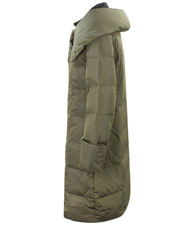 Asymmetrical down coat with a winter vest