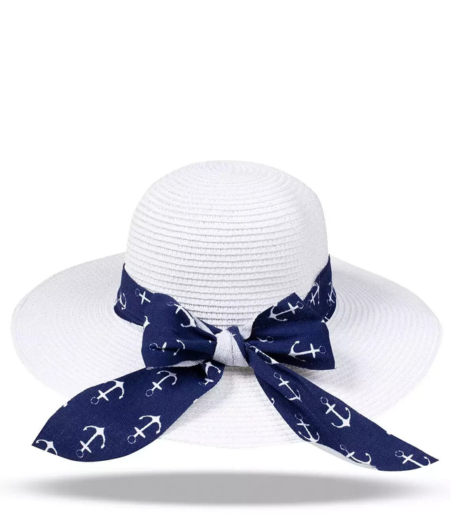 Damski kapelusz słomkowy z kokardą marynarski styl