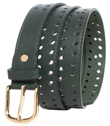 Women's eco leather belt with decorative holes 3 cm