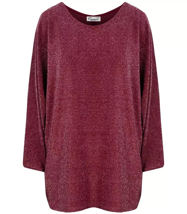 Sweter bluzka OVERSIZE brokatowy połysk Elegancki
