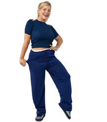 Comfortable sweatpants made of soft material with white insert at the waist LUNA