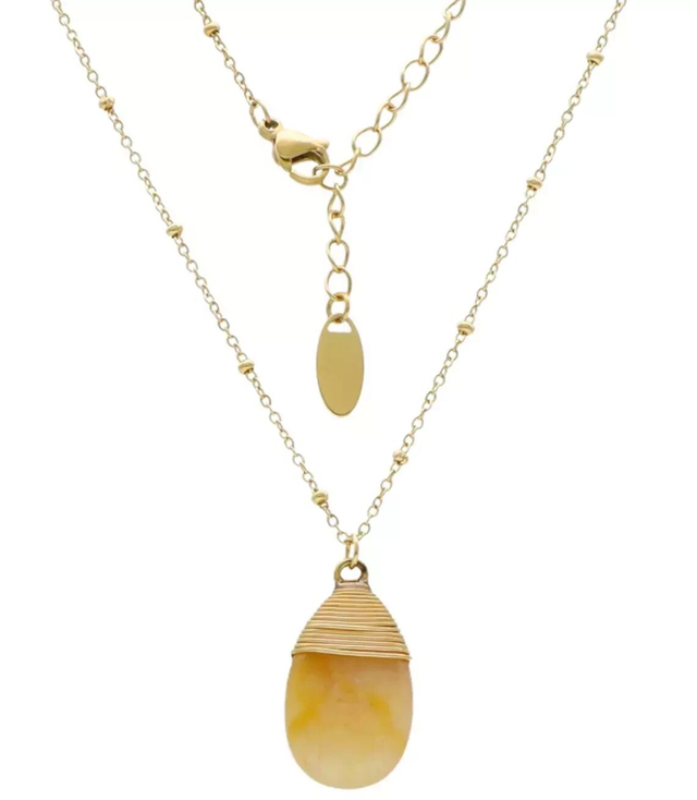 Necklace pendant gold steel citrine pendant