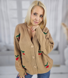 Warm and cozy women's sweater with cherries in autumn LARAMIE
