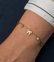 Elegant gold women's steel bracelet