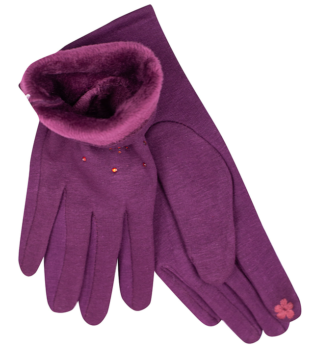 Women's insulated gloves Touch Five-fingered with rhinestones