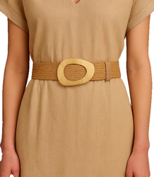 Braided women's belt with large buckle