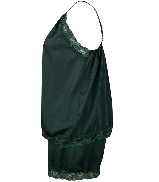 Satin pajama set with lace shorts top petticoat