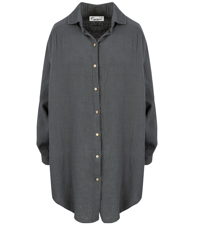 TRINA long, loose muslin shirt