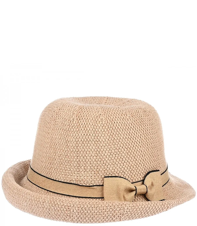 Summer braided hat BUCKET HAT with decorative bow