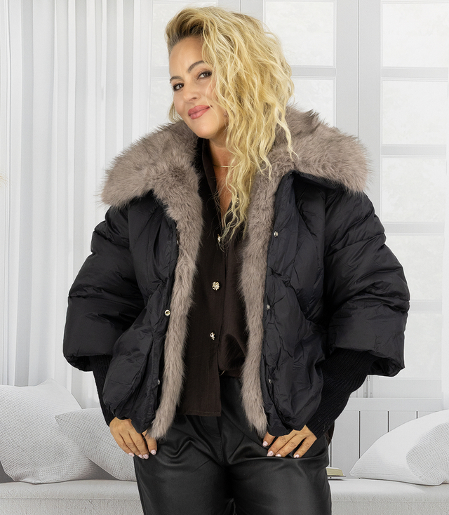 Winter oversize jacket with fur BOMBER LUX