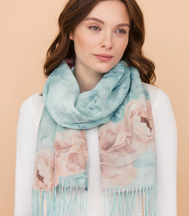 Women's floral pattern scarf 180x70